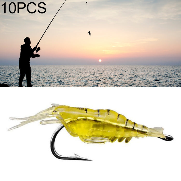 10 PCS 4cm Fishing Soft Artificial Shrimp Bait Lures Popper Poper Baits with Hook