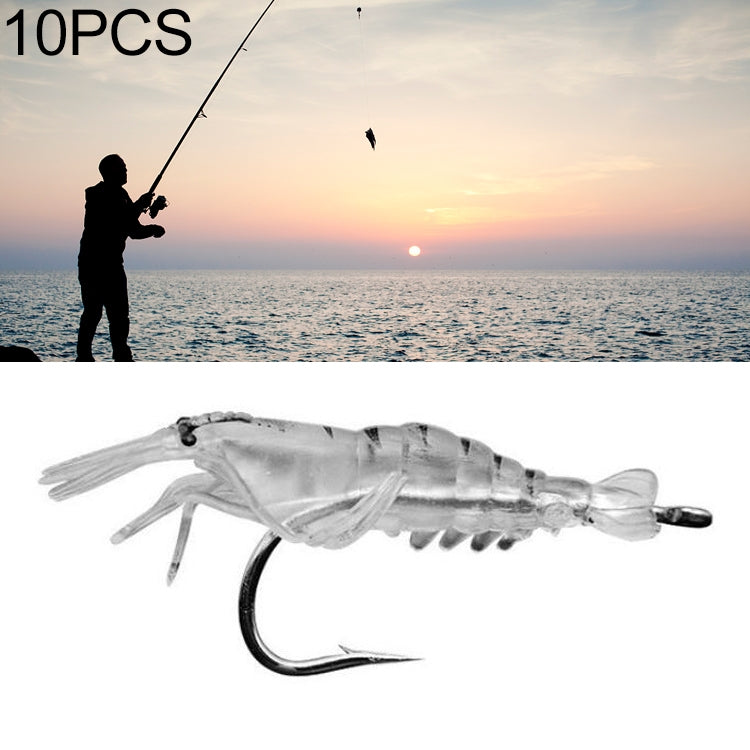 10 PCS 4cm Fishing Soft Artificial Shrimp Bait Lures Popper Poper Baits with Hook