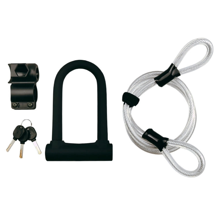 BIKERSAY BK020A Bicycle Anti-theft U-shaped Lock, With Wire Rope Reluova