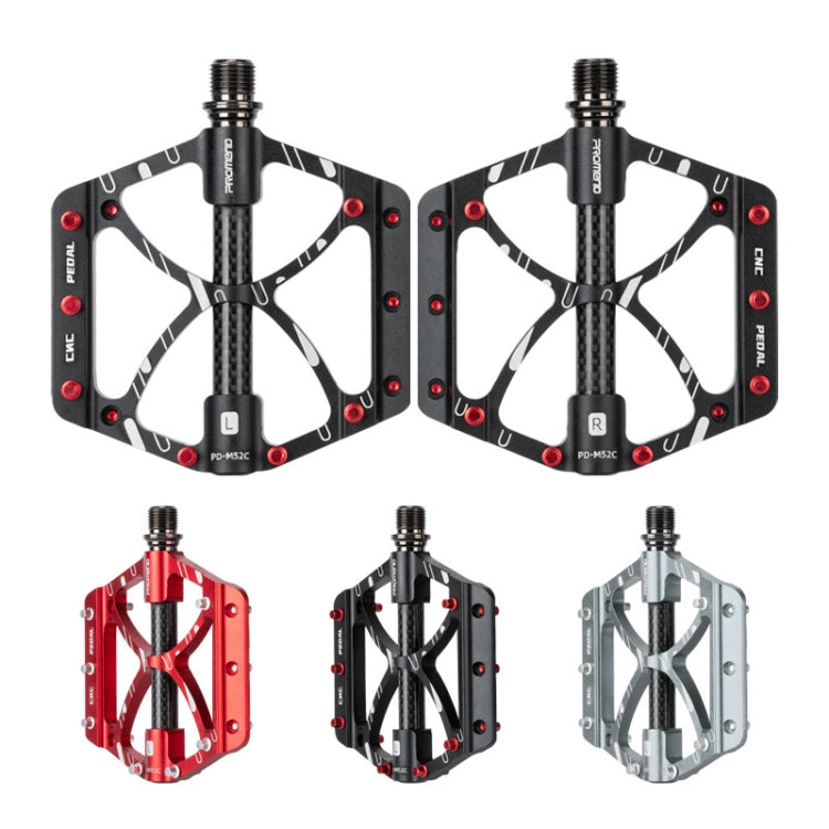 PROMEND PD-M52C 1 Pair Bicycle Aluminum Alloy + Carbon Fiber Tube Bearing Pedals Reluova