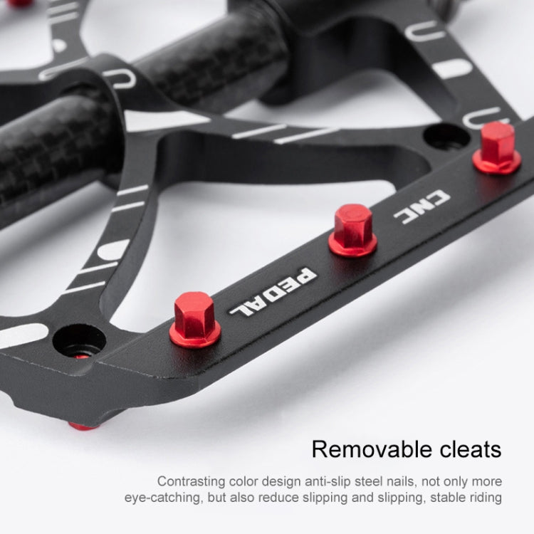 PROMEND PD-M52C 1 Pair Bicycle Aluminum Alloy + Carbon Fiber Tube Bearing Pedals Reluova