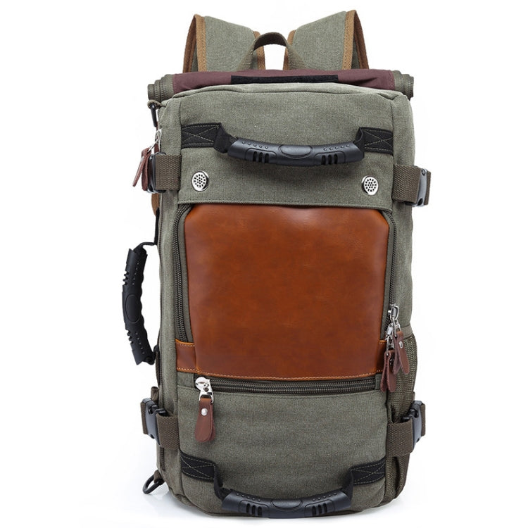 KAKA 0208 Men Canvas Stitched Leather Backpack, Size: 48 x 30 x 18cm