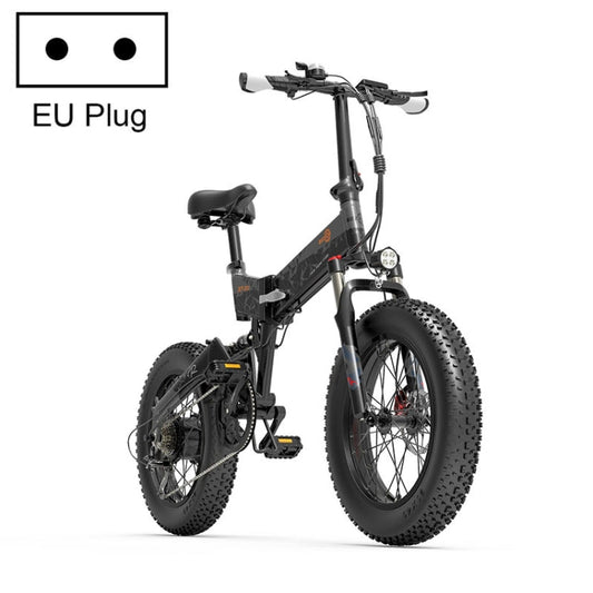 BEZIOR XF200 1000W 48V 15AH Folding Electric Snow Bicycle with 20 inch Tires, EU Plug