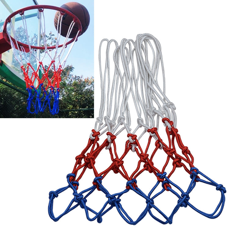 Bold Edition Polyester Rope Basketball Frame Net (White Red Blue)