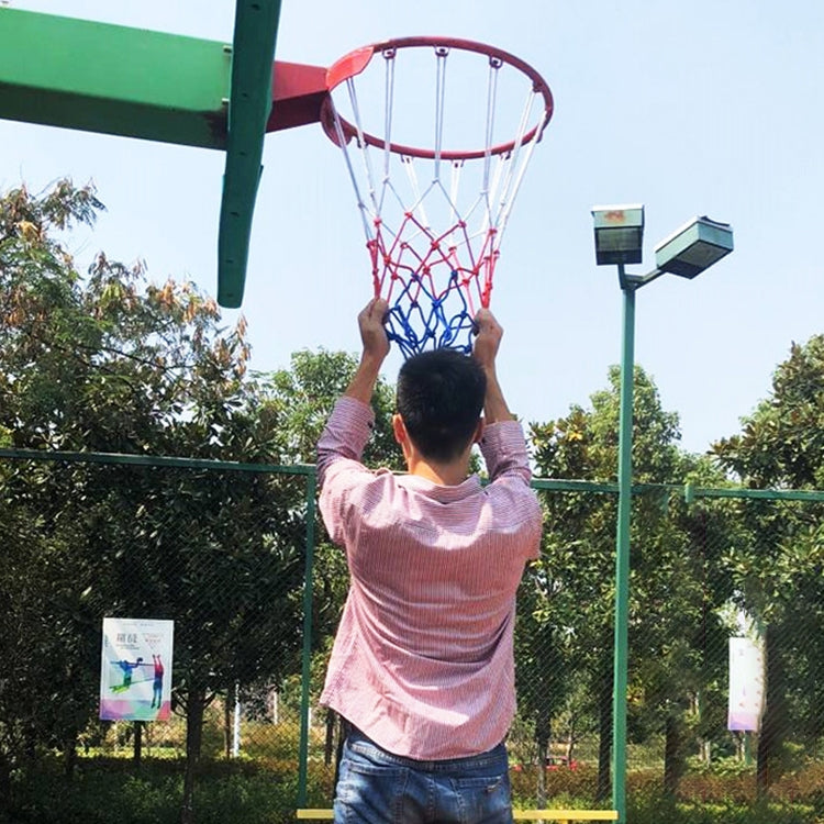 Regular Edition Polyester Rope Basketball Frame Net (White Red Blue)