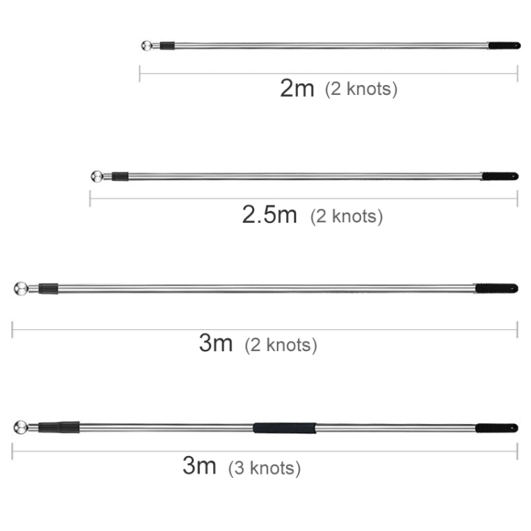 3M 2 Knots Multi-function Telescopic Stainless Steel Teaching Stick Guide Flagpole Signal Flag