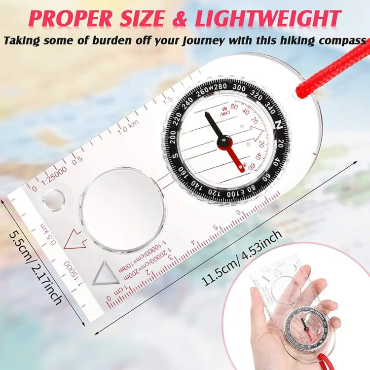 2pcs Nisa SD482 Outdoor Compass Map Scale with Magnifying Glass Multifunction Reluova