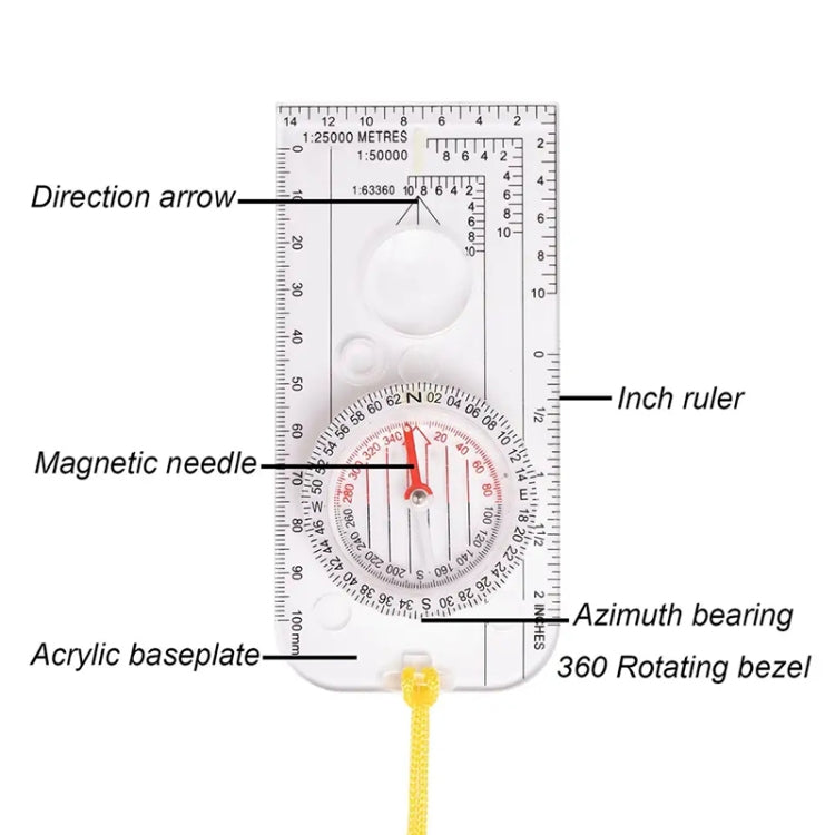 2pcs Nisa DC40-3A Outdoor Transparent Compass Map Scale Reluova