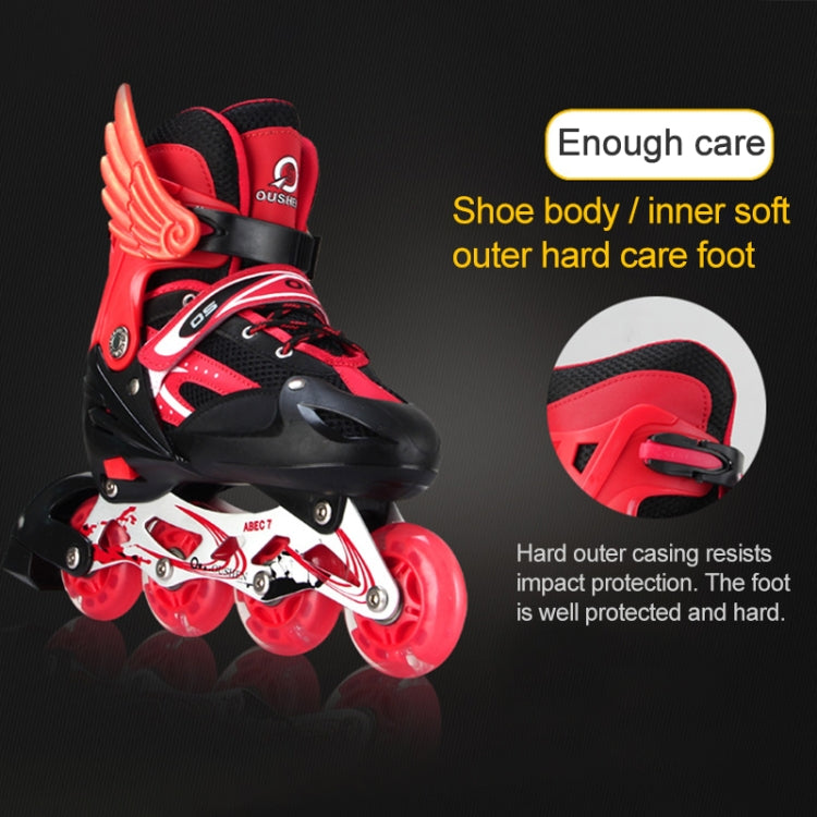 Oushen Adjustable Full Flash Children Single Four-wheel Roller Skates Skating Shoes Set, Size : S