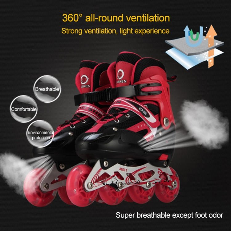 Oushen Adjustable Full Flash Children Single Four-wheel Roller Skates Skating Shoes Set, Size : S