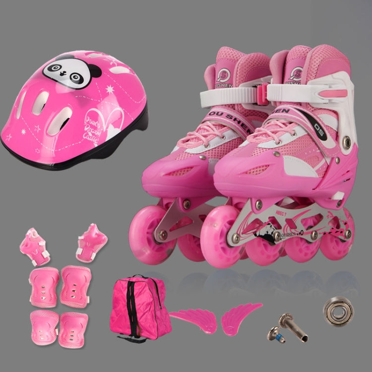 Oushen Adjustable Full Flash Children Single Four-wheel Roller Skates Skating Shoes Set, Size : M Reluova