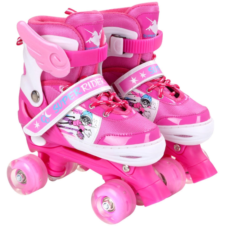 Adjustable Full Flash Children Double Row Four-wheel Roller Skates Skating Shoes, Size : S