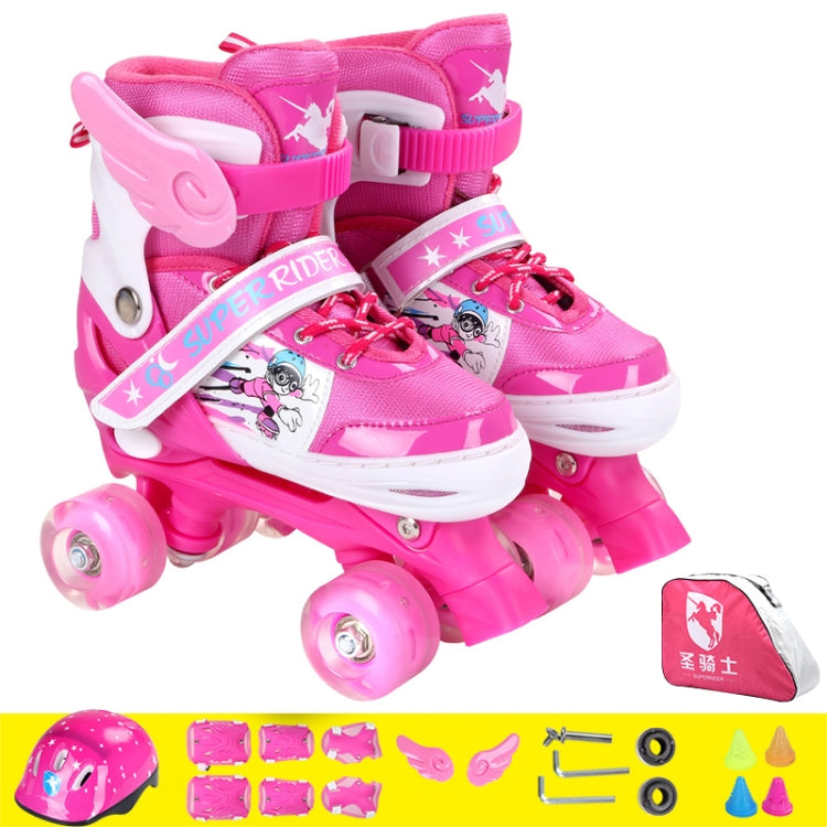 Adjustable Full Flash Children Double Row Four-wheel Roller Skates Skating Shoes Set, Size : S