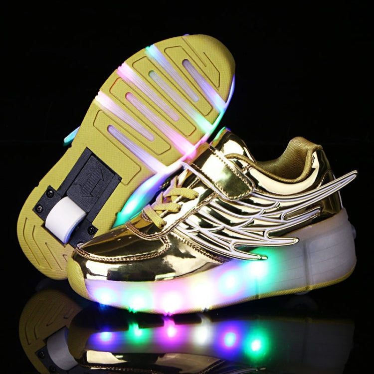 K02 LED Light Single Wheel Wing Roller Skating Shoes Sport Shoes, Size : 33