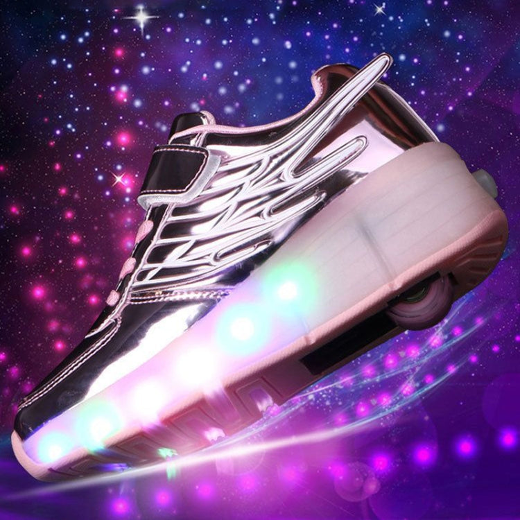 K02 LED Light Single Wheel Wing Roller Skating Shoes Sport Shoes, Size : 33