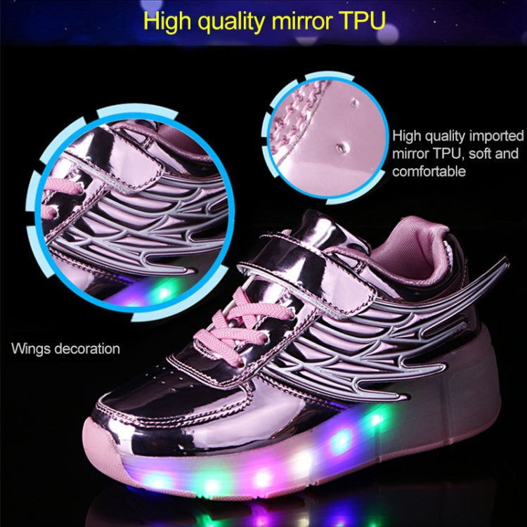 K02 LED Light Single Wheel Wing Roller Skating Shoes Sport Shoes, Size : 33