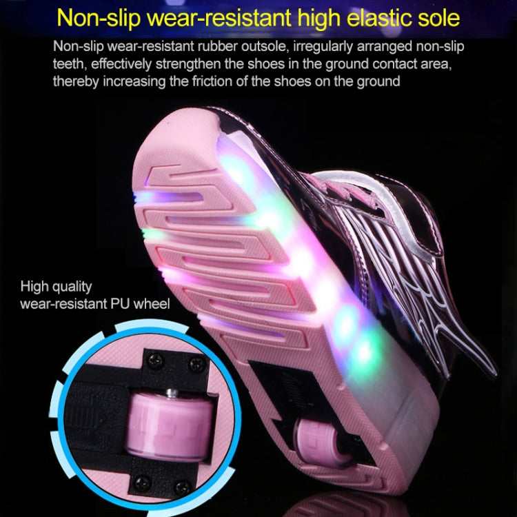 K02 LED Light Single Wheel Wing Roller Skating Shoes Sport Shoes, Size : 33