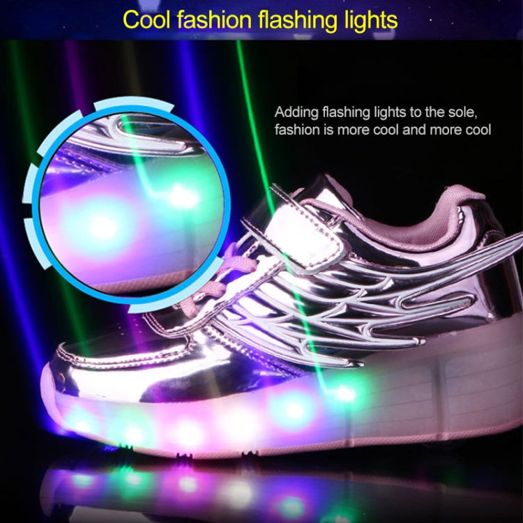 K02 LED Light Single Wheel Wing Roller Skating Shoes Sport Shoes, Size : 33 Reluova