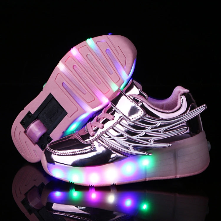 K02 LED Light Single Wheel Wing Roller Skating Shoes Sport Shoes, Size : 34 Reluova