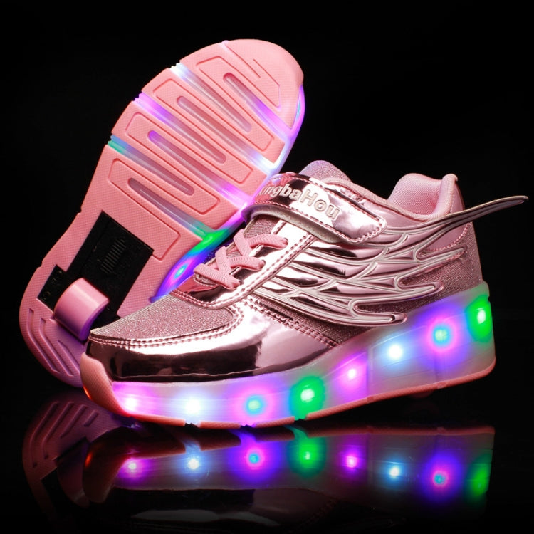 K03 LED Light Single Wheel Wing Mesh Surface Roller Skating Shoes Sport Shoes, Size : 34