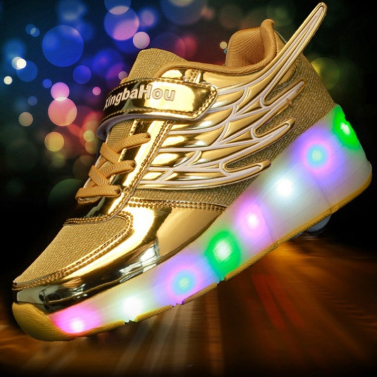 K03 LED Light Single Wheel Wing Mesh Surface Roller Skating Shoes Sport Shoes, Size : 34