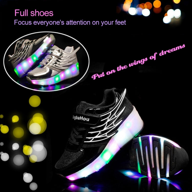 K03 LED Light Single Wheel Wing Mesh Surface Roller Skating Shoes Sport Shoes, Size : 34