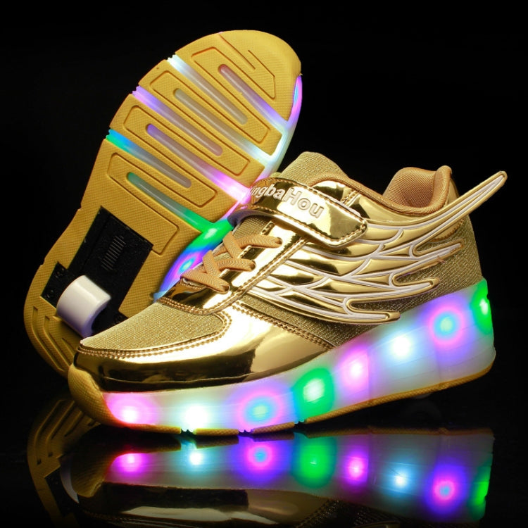 K03 LED Light Single Wheel Wing Mesh Surface Roller Skating Shoes Sport Shoes, Size : 35