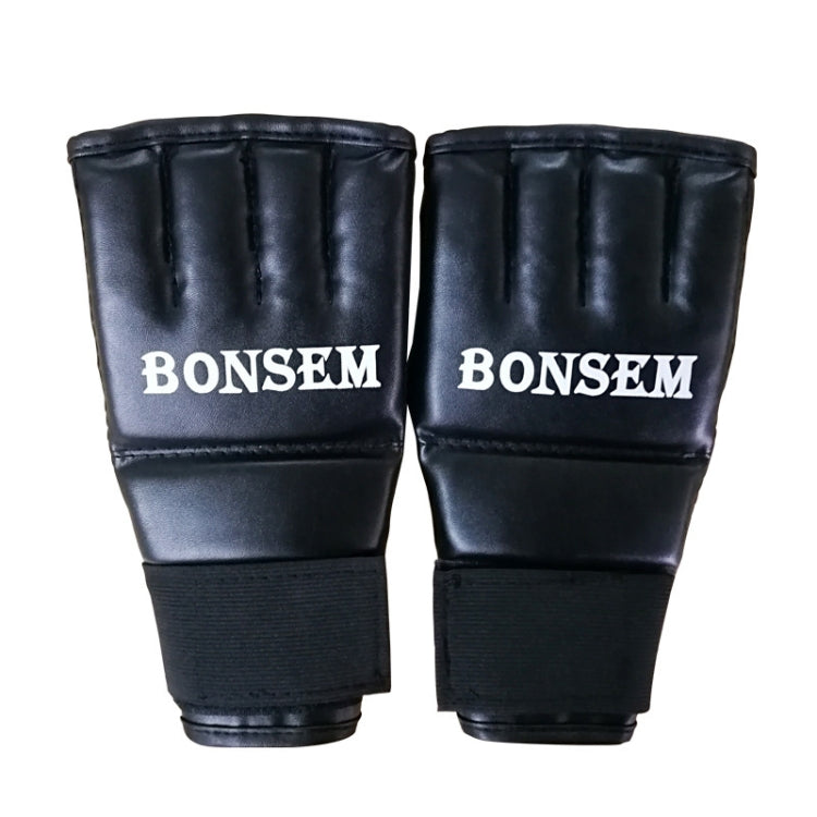 BONSEM Half Fingers PU Leather Adults Sandbag Training Boxing Gloves