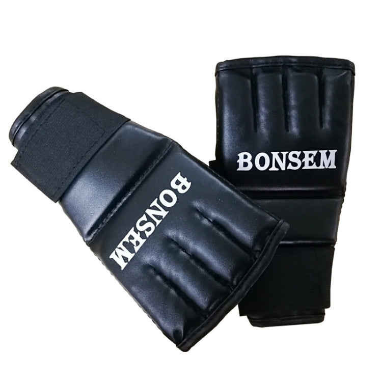 BONSEM Half Fingers PU Leather Adults Sandbag Training Boxing Gloves