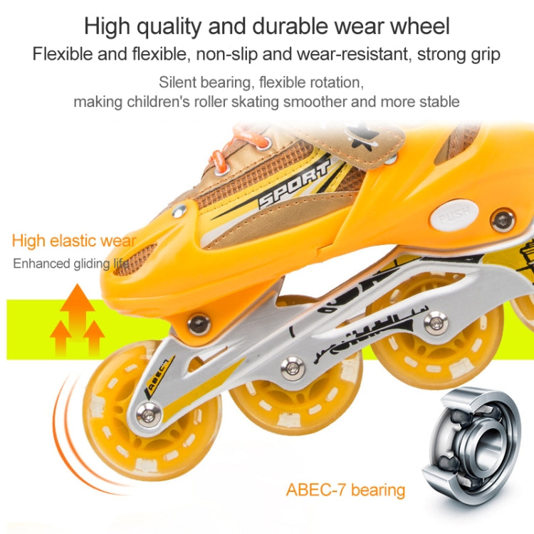 Adjustable Children Full Flash Single Four-wheel Roller Skates Skating Shoes Set, Size : M