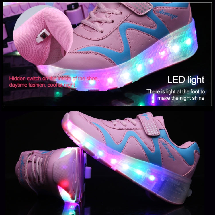 786 LED Light Ultra Light Rechargeable Double Wheel Roller Skating Shoes Sport Shoes, Size : 28