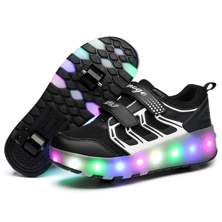 WS01 LED Light Ultra Light Mesh Surface Rechargeable Double Wheel Roller Skating Shoes Sport Shoes, Size : 27 Reluova