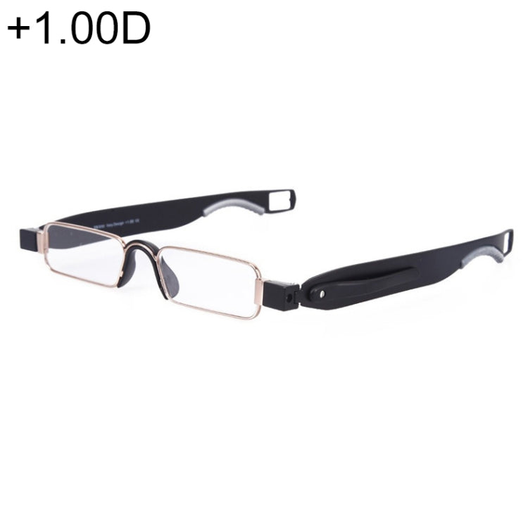 Portable Folding 360 Degree Rotation Presbyopic Reading Glasses with Pen Hanging, +1.00D Reluova