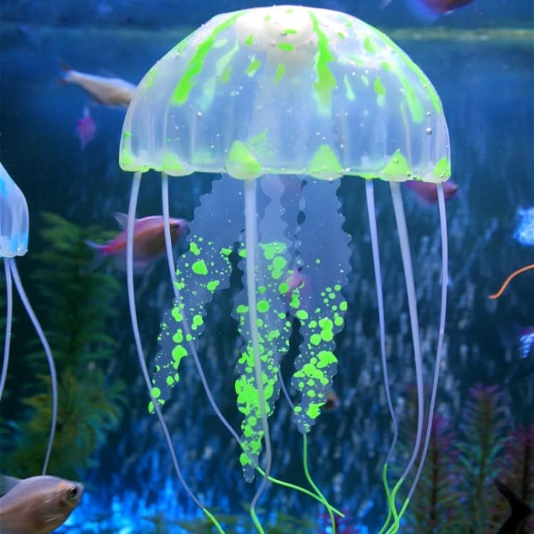 Aquarium Articles Decoration Silicone Simulation Fluorescent Sucker Jellyfish, Size: 5*17cm - Reluova