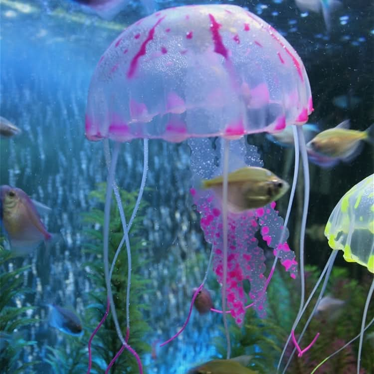 Aquarium Articles Decoration Silicone Simulation Fluorescent Sucker Jellyfish, Size: 5*17cm - Reluova