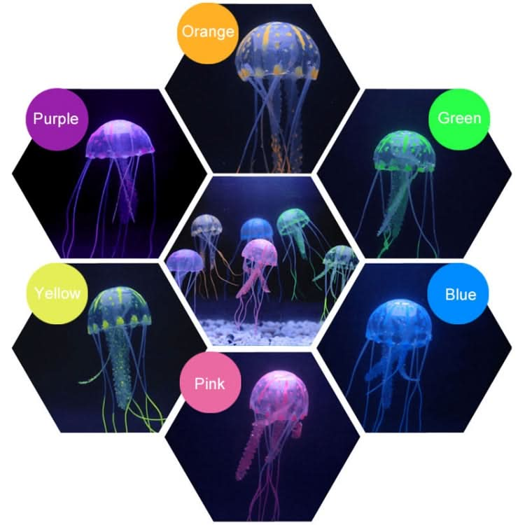 Aquarium Articles Decoration Silicone Simulation Fluorescent Sucker Jellyfish, Size: 5*17cm - Reluova