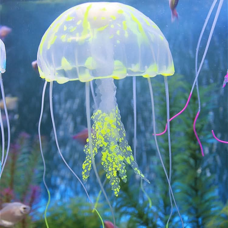 Aquarium Articles Decoration Silicone Simulation Fluorescent Sucker Jellyfish, Size: 8*20cm - Reluova