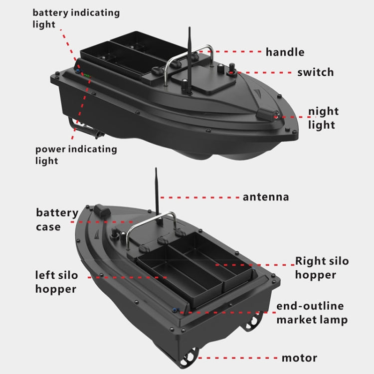 D16C Outdoor Remote Control Double Motors Bait Fishing Boat, US Plug