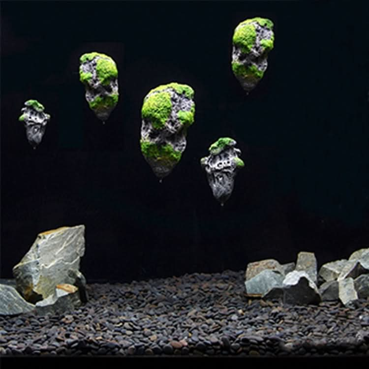 Aquarium Decoration Floating Pumice Suspended Stone Artificial Fish Tank Acuarios Moss Flying Rock Aquatic Ornament Landscape, Middle Size: 8.7 x 14.3cm - Reluova