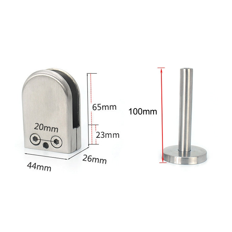 201 Stainless Steel Glass Fish Mouth Support Rod Fixing Clip with 14x100mm Rod, Specification: L