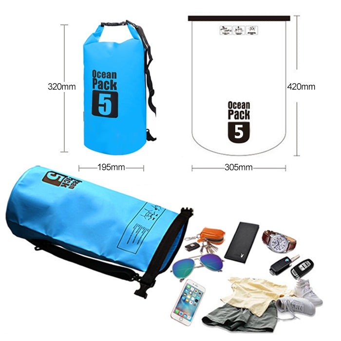 Outdoor Waterproof Single Shoulder Bag Dry Sack PVC Barrel Bag, Capacity: 5L Reluova