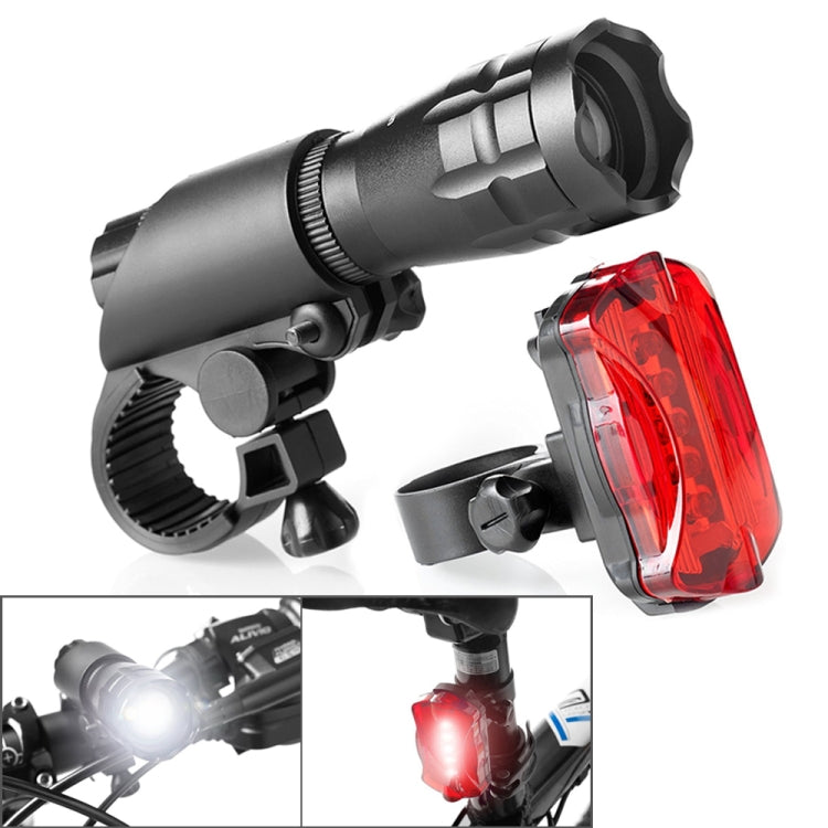 5W Mountain Bike Headlight Zoom Glare Waterproof Flashlight Set Car Headlight + Taillight (Set One) Reluova