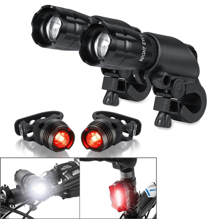 5W Mountain Bike Headlight Charging Zoom Glare Waterproof Flashlight Set Car Headlight x 2 + Taillight x 2 (Set Three)