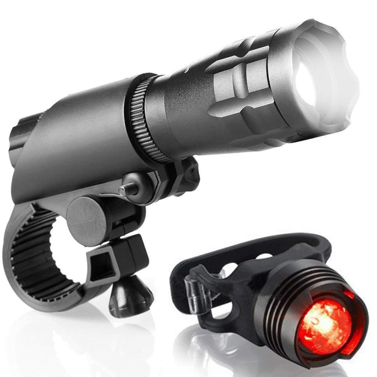 5W Mountain Bike Headlight Charging Zoom Glare Waterproof Flashlight Set Car Headlight + Taillight (Set Five) Reluova