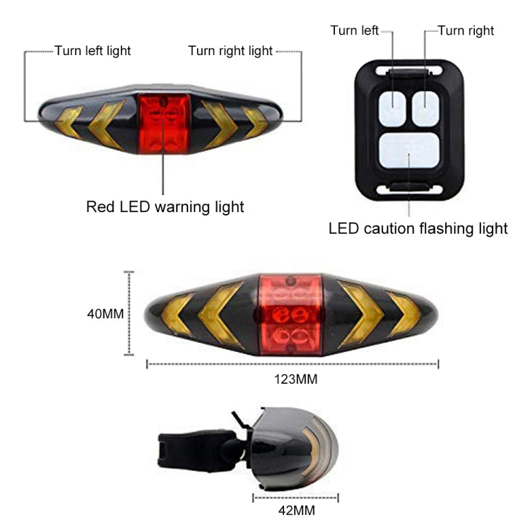 Bicycle Tail Light Intelligent Wireless Remote Control Turn Signal Warning Light Reluova