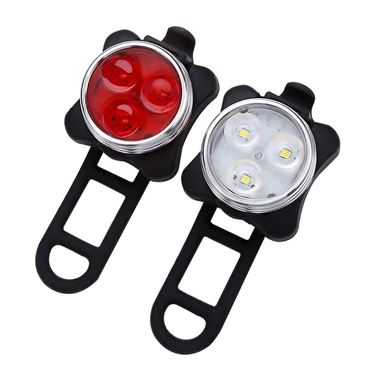 COB Lamp Bead 160LM USB Charging Four-speed Waterproof Bicycle Headlight / Taillight Set,  Red + White Light 650MA Reluova