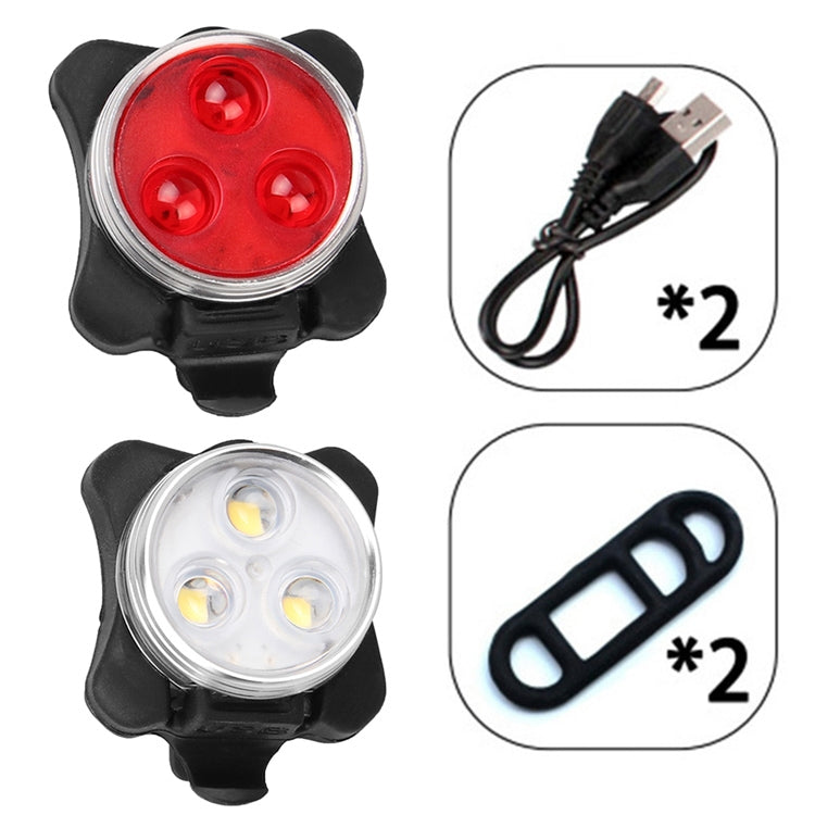 COB Lamp Bead 160LM USB Charging Four-speed Waterproof Bicycle Headlight / Taillight Set,  Red + White Light 650MA Reluova