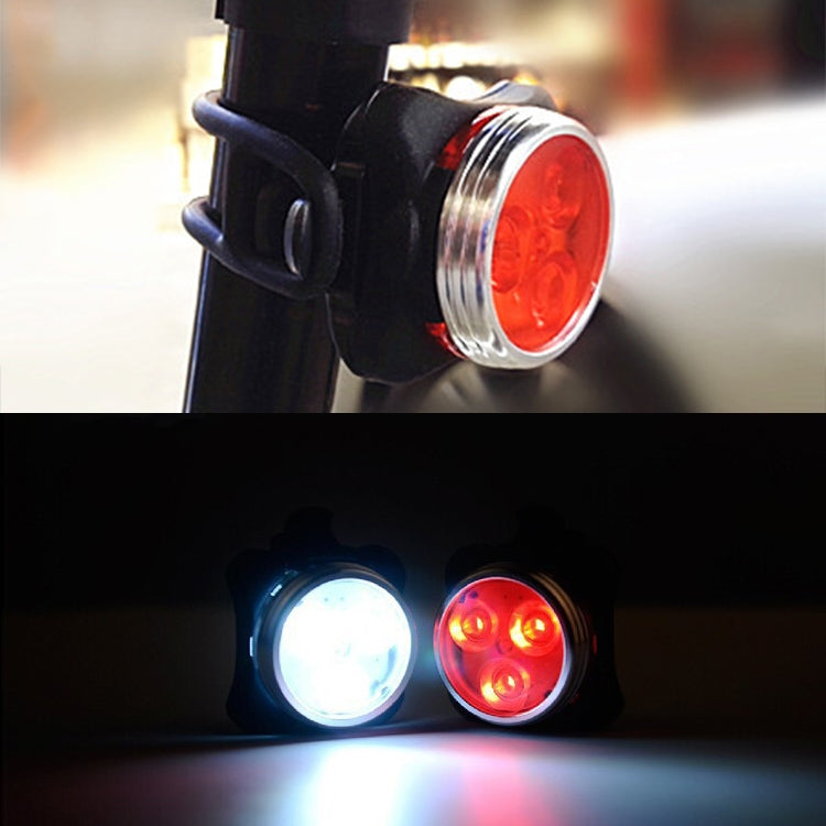 COB Lamp Bead 160LM USB Charging Four-speed Waterproof Bicycle Headlight / Taillight Set,  Red + White Light 650MA Reluova