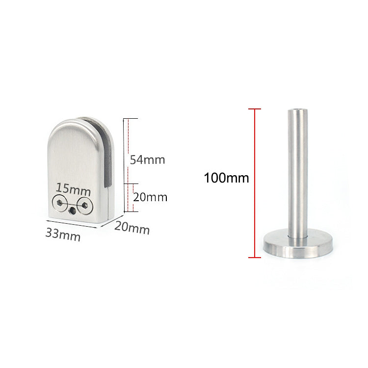 304 Stainless Steel Glass Fish Mouth Support Rod Fixing Clip with 14x100mm Rod, Specification: S