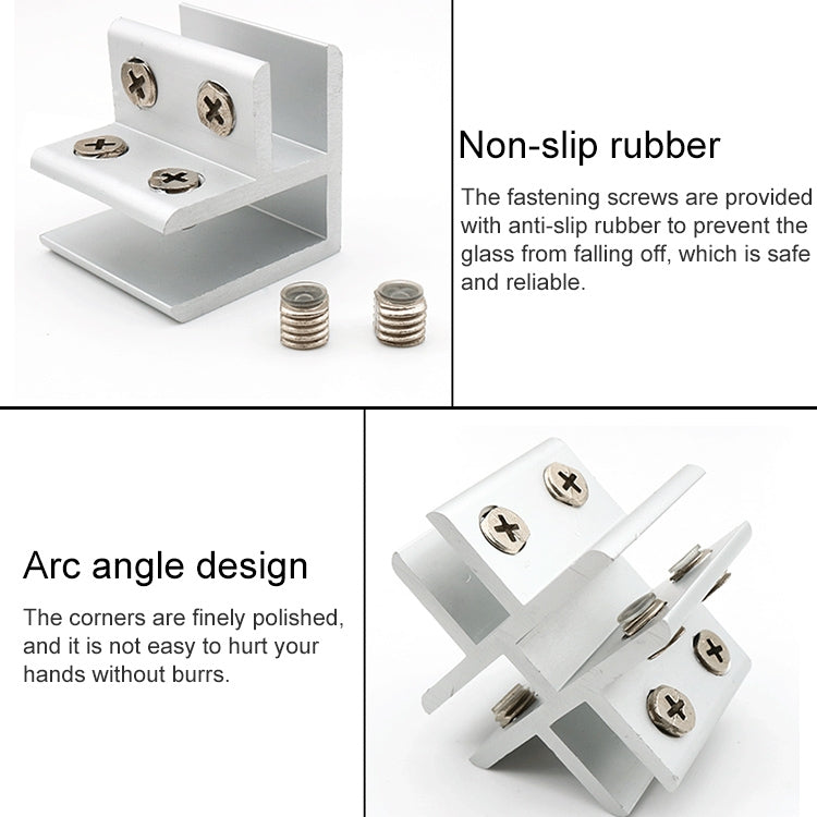 Aluminum Alloy Glass Combination Clamp Cabinet Partition Fixing Clip, T-type Cliped 10-12mm